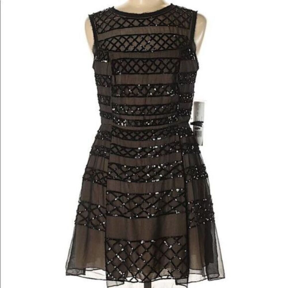 Nicole Miller sequin black evening mini dress NWT